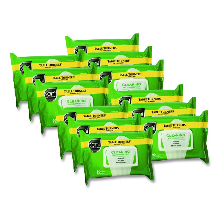 Multi-Surface Cleaning Wipes, 1-Ply, 11.5 x 7, Fresh Scent, White, 90 Wipes/Pack, 12 Packs/Carton