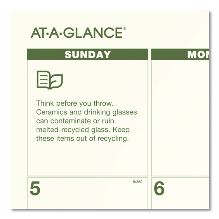 Recycled Monthly Desk Pad, 22 x 17, Sand/Green Sheets, Black Binding, Black Corners, 12-Month (Jan to Dec): 2026
