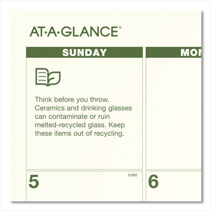 Recycled Monthly Desk Pad, 22 x 17, Sand/Green Sheets, Black Binding, Black Corners, 12-Month (Jan to Dec): 2026