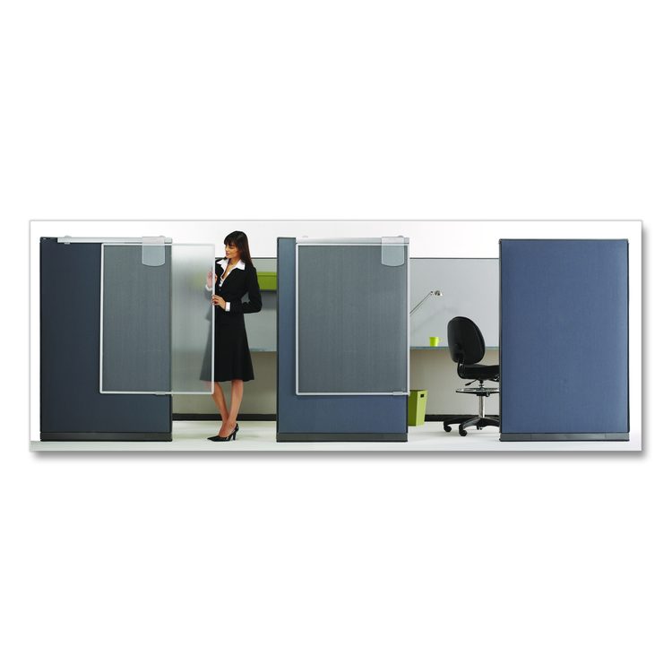 Workstation Privacy Screen, 36w x 48d, Translucent Clear/Silver