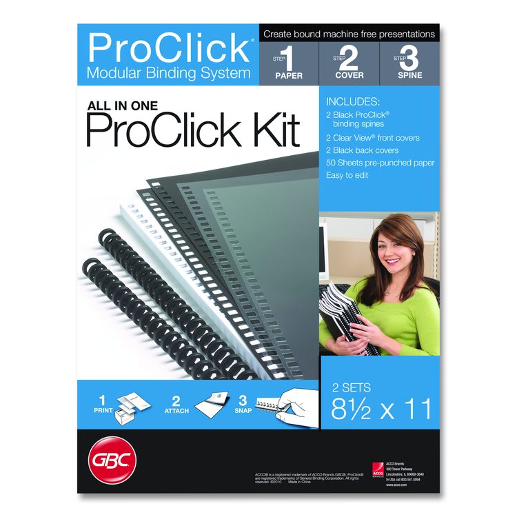 Instant Report Kits, 0.31" Capacity, For 11 x 8.5 Sheets, Clear/Black Covers, Black Spine, 2 Kits/Pack