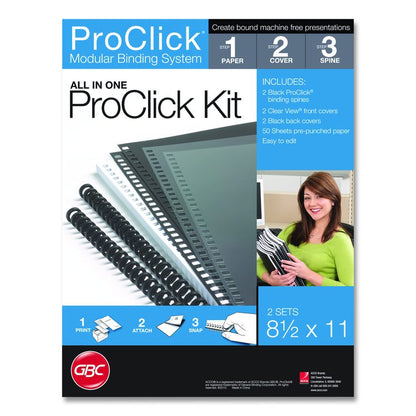 Instant Report Kits, 0.31" Capacity, For 11 x 8.5 Sheets, Clear/Black Covers, Black Spine, 2 Kits/Pack