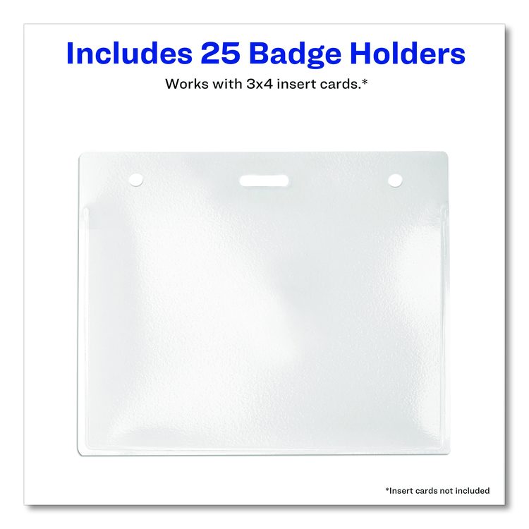 Secure Top Heavy-Duty Badge Holders, Horizontal, 4w x 3h, Clear, 25/Pack