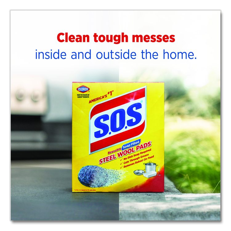 Steel Wool Soap Pads, Steel, 4/Box, 24 Boxes/Carton