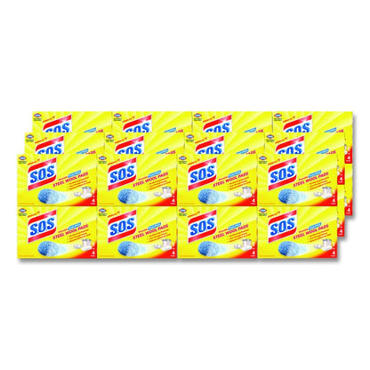 Steel Wool Soap Pads, Steel, 4/Box, 24 Boxes/Carton