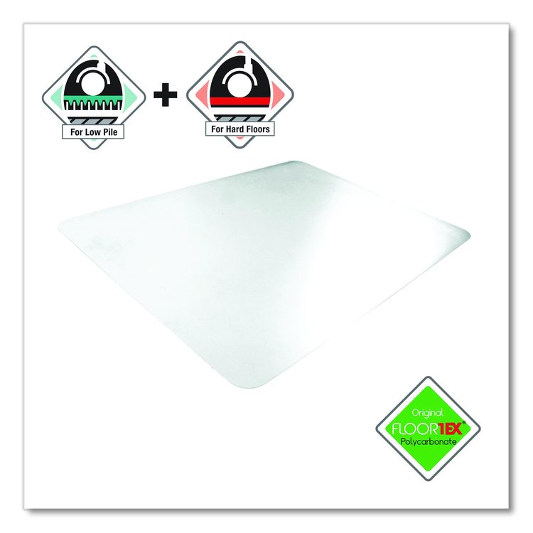 Cleartex Unomat Anti-Slip Polycarbonate Chair Mat for Flat Pile Carpeted and Hard Floors, Rectangular, 35" x 47", Clear