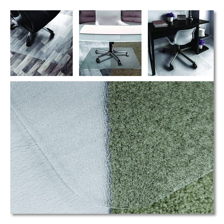 Cleartex Unomat Anti-Slip Polycarbonate Chair Mat for Flat Pile Carpeted and Hard Floors, Rectangular, 35" x 47", Clear