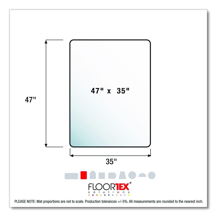 Cleartex Unomat Anti-Slip Polycarbonate Chair Mat for Flat Pile Carpeted and Hard Floors, Rectangular, 35" x 47", Clear