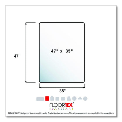 Cleartex Unomat Anti-Slip Polycarbonate Chair Mat for Flat Pile Carpeted and Hard Floors, Rectangular, 35" x 47", Clear