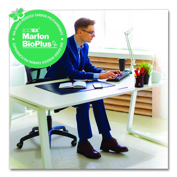 Ecotex Marlon BioPlus Rectangular Polycarbonate Chair Mat for Hard Floors, Rectangular, 45" x 53", Clear