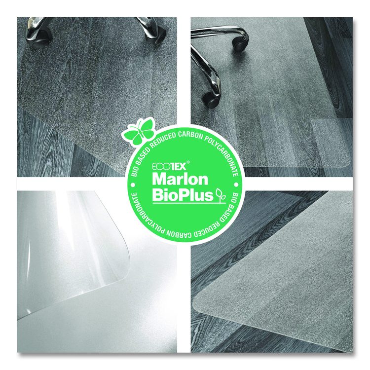 Ecotex Marlon BioPlus Rectangular Polycarbonate Chair Mat for Hard Floors, Rectangular, 45" x 53", Clear