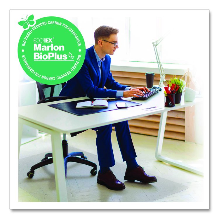 Ecotex Marlon BioPlus Rectangular Polycarbonate Chair Mat for Hard Floors, Rectangular, 46" x 60", Clear