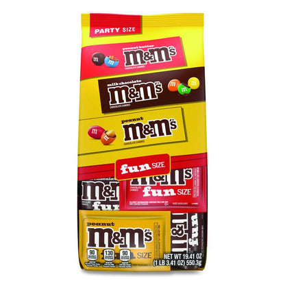 M and M's Milk Chocolate, Peanut and Peanut Butter Variety Pack Fun Size Chocolate Candy Assortment, 19.41 oz Bag