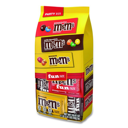M and M's Milk Chocolate, Peanut and Peanut Butter Variety Pack Fun Size Chocolate Candy Assortment, 19.41 oz Bag