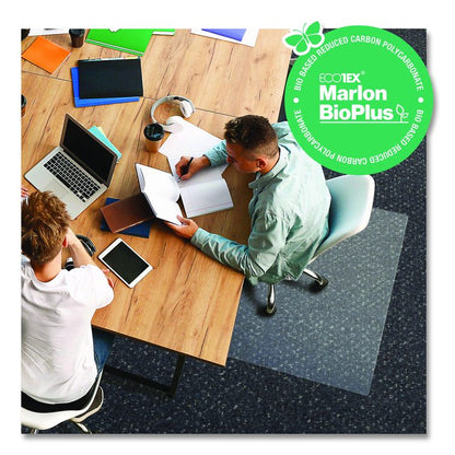 Ecotex Marlon BioPlus Polycarbonate Chair Mat for Low to Medium Pile Carpeted Floors, Rectangular, 29" x 47", Clear