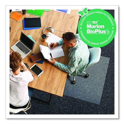 Ecotex Marlon BioPlus Polycarbonate Chair Mat for Low to Medium Pile Carpeted Floors, Rectangular, 35" x 47", Clear