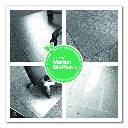 Ecotex Marlon BioPlus Polycarbonate Chair Mat for Low to Medium Pile Carpeted Floors, Rectangular, 45" x 53", Clear