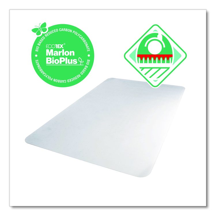 Ecotex Marlon BioPlus Polycarbonate Chair Mat for Low to Medium Pile Carpeted Floors, Rectangular, 46" x 60", Clear