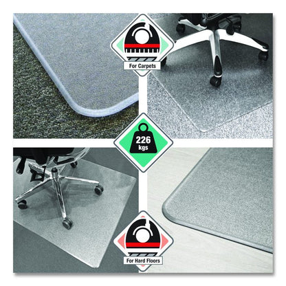 Cleartex MegaMat Heavy-Duty Polycarbonate Mats for Flat to Plush Pile Carpeted and Hard Floors, Rectangular, 46" x 53", Clear