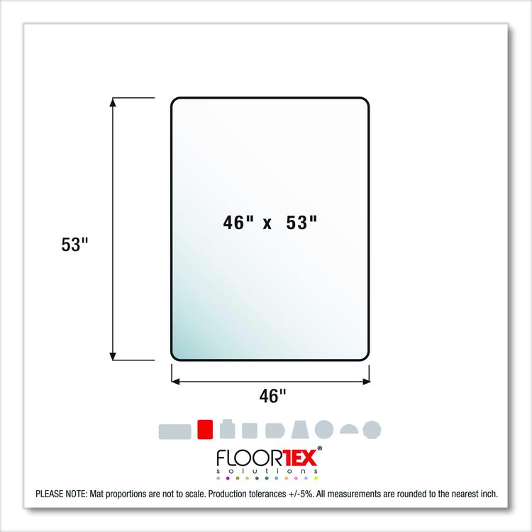 Cleartex MegaMat Heavy-Duty Polycarbonate Mats for Flat to Plush Pile Carpeted and Hard Floors, Rectangular, 46" x 53", Clear