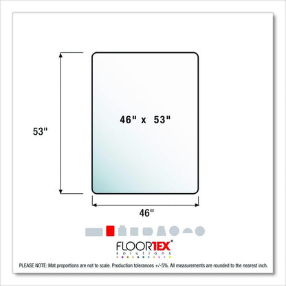 Cleartex MegaMat Heavy-Duty Polycarbonate Mats for Flat to Plush Pile Carpeted and Hard Floors, Rectangular, 46" x 53", Clear