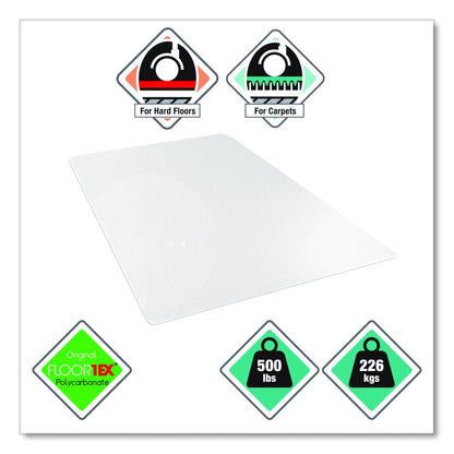 Cleartex MegaMat Heavy-Duty Polycarbonate Mats for Flat to Plush Pile Carpeted and Hard Floors, Rectangular, 46" x 53", Clear