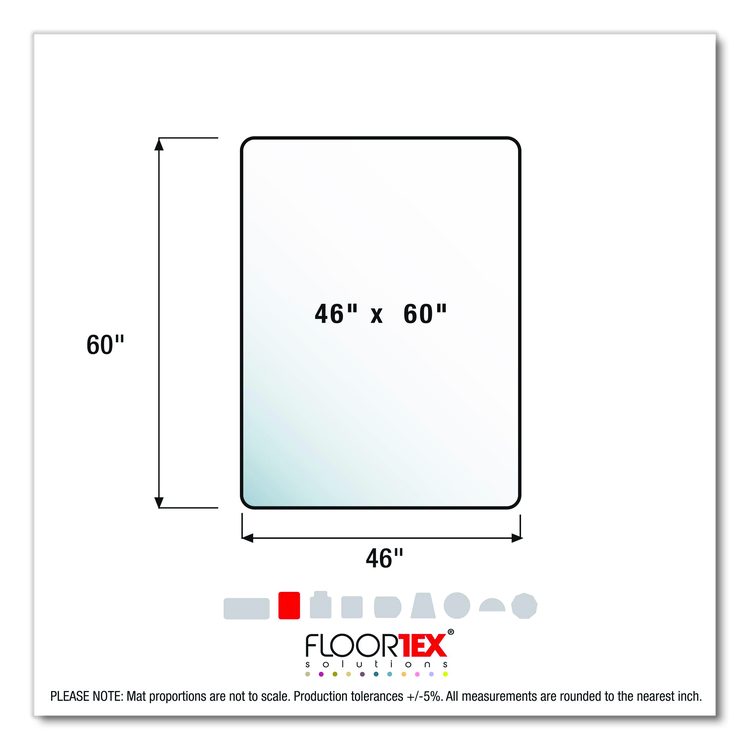 Cleartex MegaMat Heavy-Duty Polycarbonate Mats for Flat to Plush Pile Carpeted and Hard Floors, Rectangular, 46" x 60", Clear