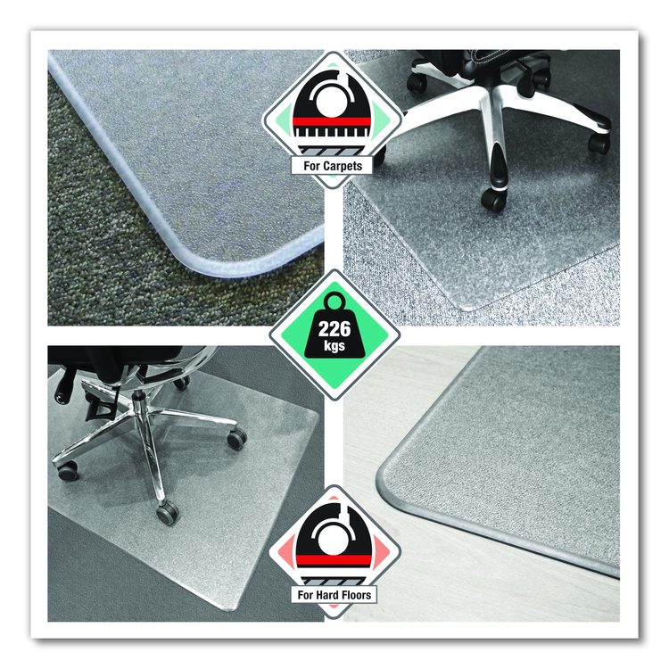 Cleartex MegaMat Heavy-Duty Polycarbonate Mats for Flat to Plush Pile Carpeted and Hard Floors, Rectangular, 46" x 60", Clear