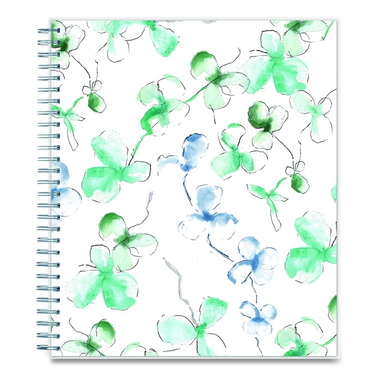 Lindley Monthly Planner, Floral Artwork, 10 x 8, White/Blue/Green Cover, 12-Month (Jan to Dec): 2026