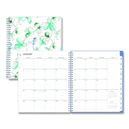 Lindley Monthly Planner, Floral Artwork, 10 x 8, White/Blue/Green Cover, 12-Month (Jan to Dec): 2026