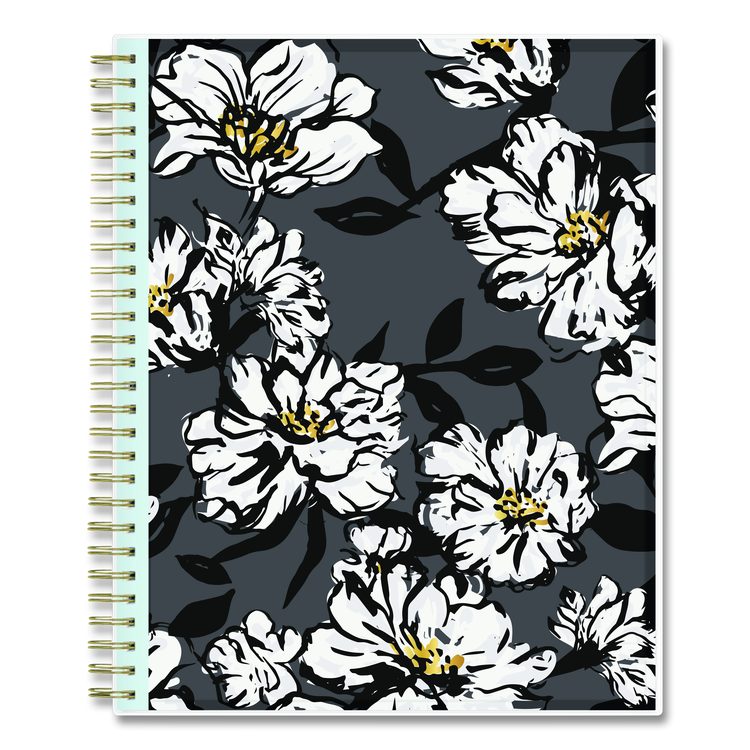 Baccara Dark Monthly Planner, Floral Artwork, 10 x 8, Gray/Black/Gold Cover, 12-Month (Jan to Dec): 2026