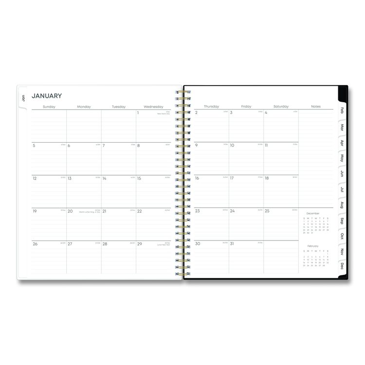 Baccara Dark Monthly Planner, Floral Artwork, 10 x 8, Gray/Black/Gold Cover, 12-Month (Jan to Dec): 2026