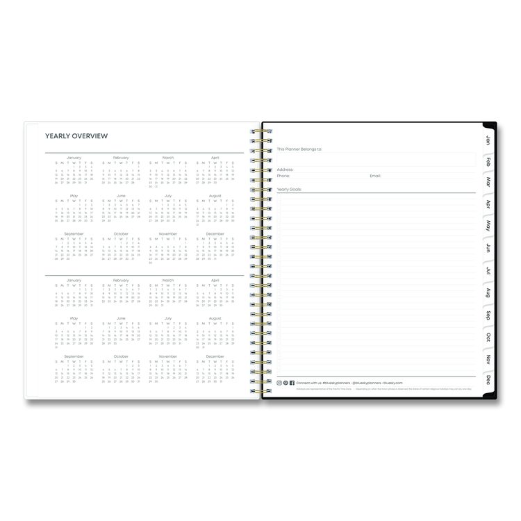 Baccara Dark Monthly Planner, Floral Artwork, 10 x 8, Gray/Black/Gold Cover, 12-Month (Jan to Dec): 2026