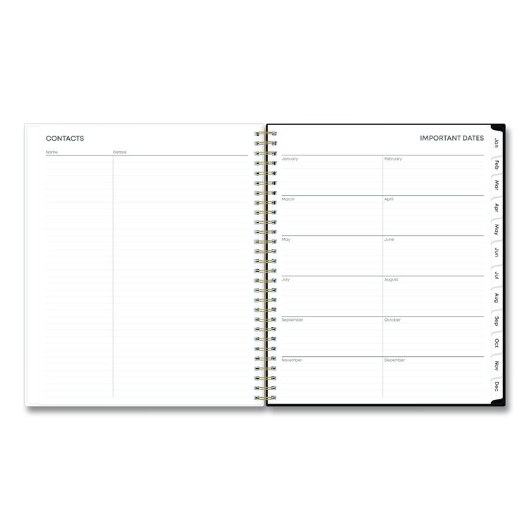 Baccara Dark Monthly Planner, Floral Artwork, 10 x 8, Gray/Black/Gold Cover, 12-Month (Jan to Dec): 2026