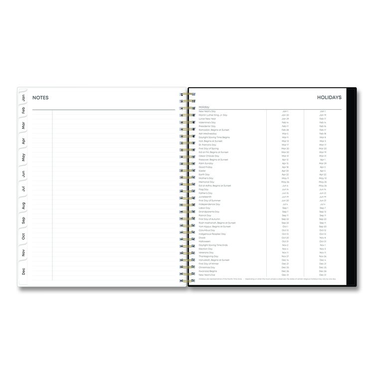 Baccara Dark Monthly Planner, Floral Artwork, 10 x 8, Gray/Black/Gold Cover, 12-Month (Jan to Dec): 2026