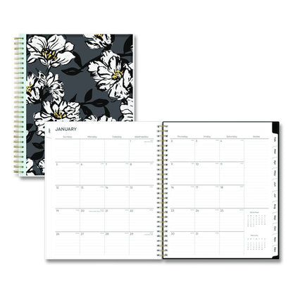 Baccara Dark Monthly Planner, Floral Artwork, 10 x 8, Gray/Black/Gold Cover, 12-Month (Jan to Dec): 2026