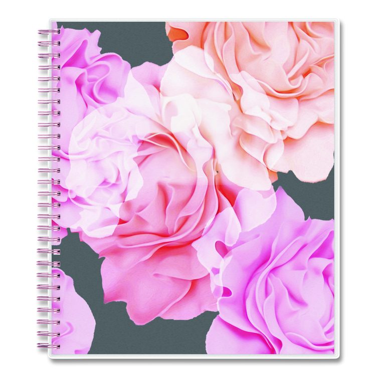 Joselyn Monthly Wirebound Planner, Floral Artwork, 10 x 8, Pink/Peach/Black Cover, 12-Month (Jan to Dec): 2026