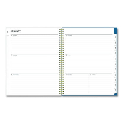 Bakah Blue Weekly/Monthly Planner, Floral Artwork, 11 x 8.5, Blue/White Cover, 12-Month (Jan to Dec): 2026