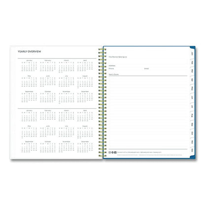 Bakah Blue Weekly/Monthly Planner, Floral Artwork, 11 x 8.5, Blue/White Cover, 12-Month (Jan to Dec): 2026