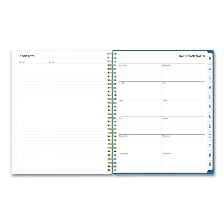 Bakah Blue Weekly/Monthly Planner, Floral Artwork, 11 x 8.5, Blue/White Cover, 12-Month (Jan to Dec): 2026