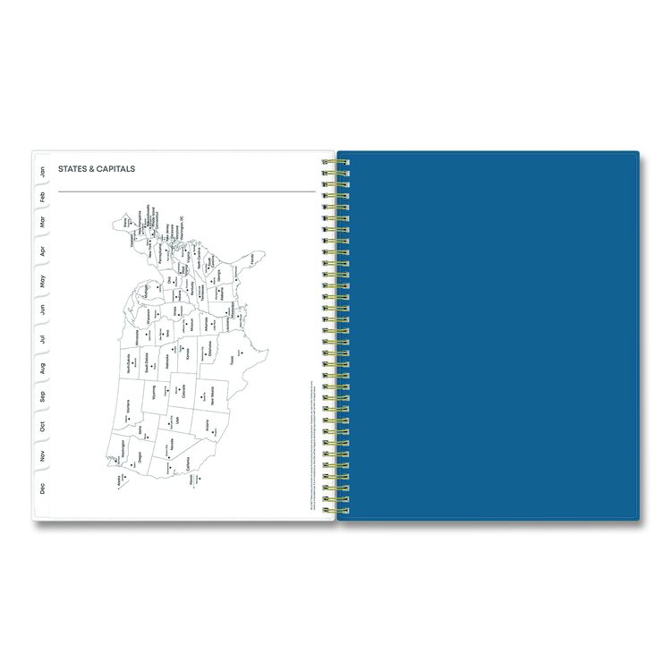 Bakah Blue Weekly/Monthly Planner, Floral Artwork, 11 x 8.5, Blue/White Cover, 12-Month (Jan to Dec): 2026