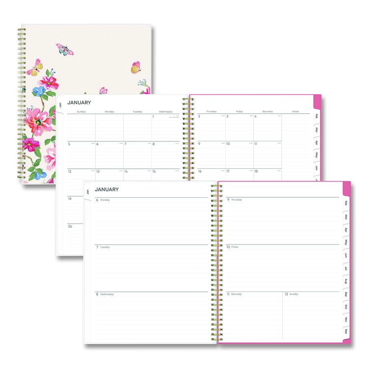 Fly By Frosted Weekly/Monthly Planner, Butterflies Artwork, 11 x 8.5, Blush/Pink Cover, 12-Month (Jan to Dec): 2026