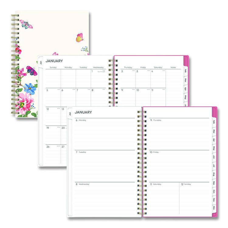 Fly By Frosted Weekly/Monthly Planner, Butterflies Artwork, 8 x 5, Blush/Pink Cover, 12-Month (Jan to Dec): 2026