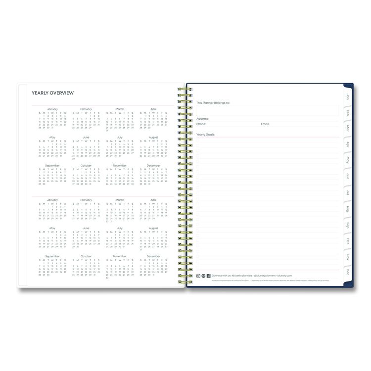 Ashlyn Weekly/Monthly Planner, Floral Artwork, 11 x 8.5, Navy/Multicolor Cover, 12-Month (Jan to Dec): 2026