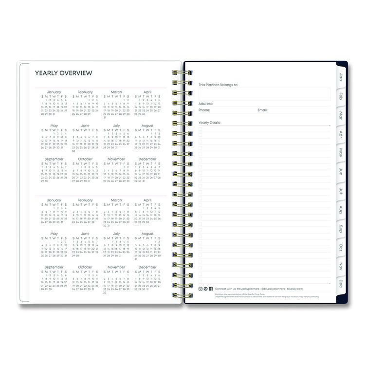 Ashlyn Weekly/Monthly Planner, Floral Artwork, 8 x 5, Navy/Multicolor Cover, 12-Month (Jan to Dec): 2026