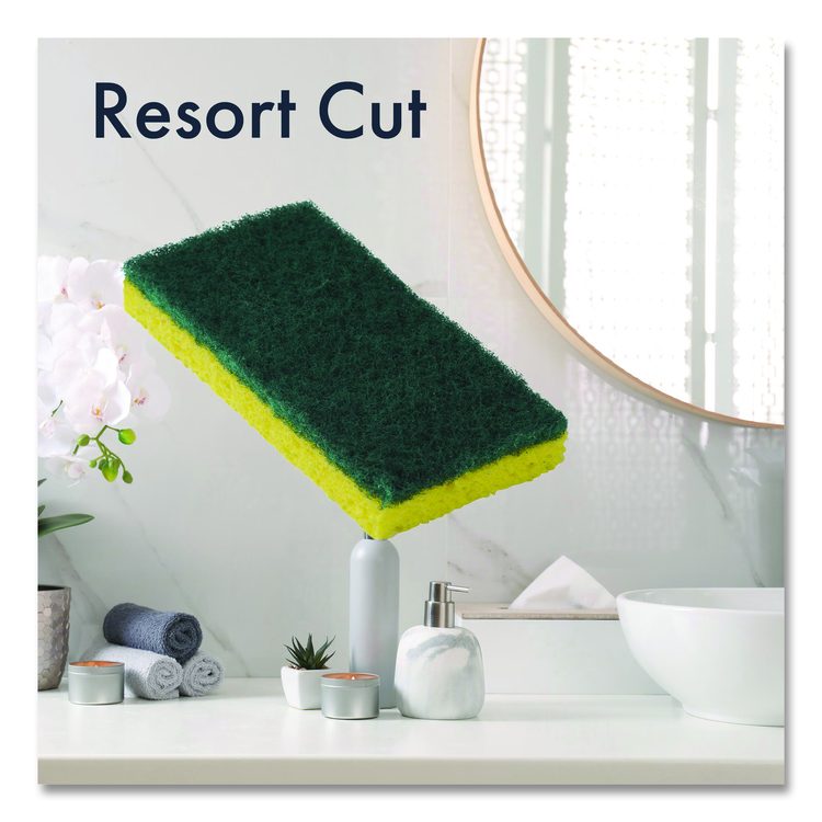 Resort Cut Scrub Sponge, Medium Duty, 6.25" x 3.18", Green/Yellow, 40/Carton