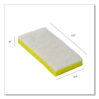 Resort Cut Scrub Sponge, Light Duty, 6.25" x 3.18", White/Yellow, 40/Carton