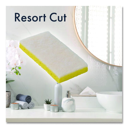 Resort Cut Scrub Sponge, Light Duty, 6.25" x 3.18", White/Yellow, 40/Carton