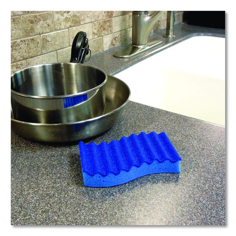 Scrubex Scrub Sponge, 5.63" x 3.38", 0.88" Thick, Blue, 40/Carton