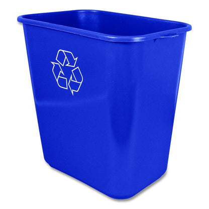 Soft-Sided Recycle Logo Plastic Wastebasket, 28 qt, Polyethylene, Blue